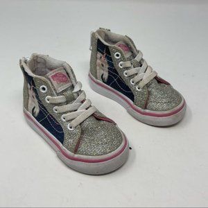 Vans High Top Silver Glitter Unicorn Toddlers Shoes Size 4